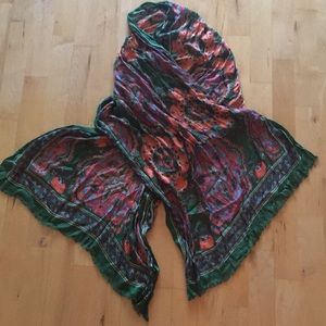 Orange and green patterned scarf